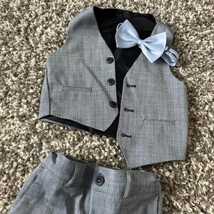 Junior Kids Blue/grey suit for wedding baby 18-24month + bow tie by junior Kids